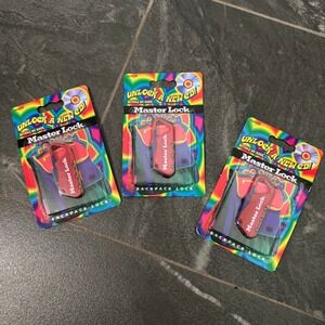 VTG 1998 Master Lock 1544DCM Red Backpack Combination Lock Set of 3 NIP 90s Y2K‎